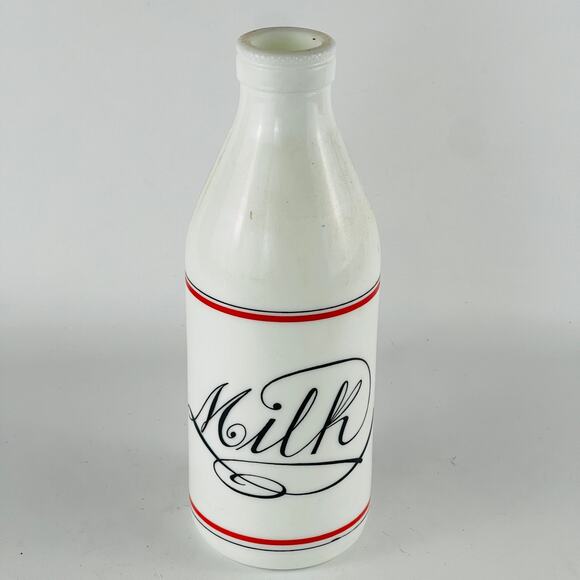 Vintage Egizia 10” White Milk Glass Milk Bottle - Picture 1 of 5